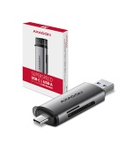 AXAGON CRE-SAC, USB3.2 Gen 1 Type-C + Type-A externí čtečka karet SD/microSD, podpora UHS-I