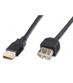 PremiumCord USB 2.0 kabel prodlužovací, A-A, 3m, černý