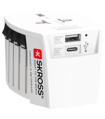 SKROSS cestovní adaptér MUV USB, USB A+C, univerzální pro 150 zemí