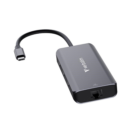 VERBATIM Dokovací stanice USB-C, 6v1, RJ45, HDMI, USB-C PD, 3xUSB 3.0, šedá