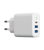 WG - Síťová nabíječka 3x USB, 1x USB-A QC 3.0 + 1x USB-A QC 3.0 + 1x USB-C PD 3.0, bílá