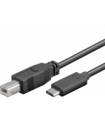 PremiumCord USB-C/male - USB 2.0 B/male, černý,1m