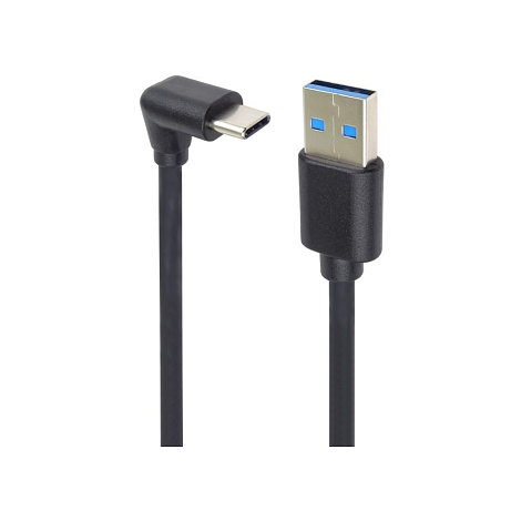 PremiumCord Kabel USB typ C/M zahnutý konektor 90° - USB 3.0 A/M, 2m