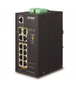 Planet switch IGS-5225-8P2T2S, PoE 8x 1000Base-T, 2x SFP, L2, SNMPv3, ONVIF, -40 až 75°C, 2x DC, IP30, 802.3at 240W