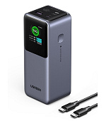UGREEN powerbanka s rychlým nabíjením 20000mAh 3-port s displejem, Li-ion, 130W, 2x USB-C, 1x USB-A, stříbrná