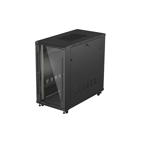 19" VOLNĚ STOJÍCÍ RACKOVÁ SKŘÍŇ 22U 600X1200 ČERNÉ SKLENĚNÉ DVEŘE LANBERG (PLOCHÉ BALENÍ)