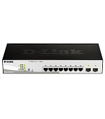 BAZAR - D-Link DGS-1210-10P 10-port Gigabit Smart+ PoE Switch, 8x GbE PoE+, 2x SFP, PoE 65W, fanless - Poškozený obal