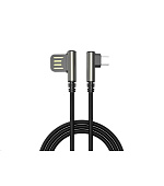 WG - Datový kabel Micro USB na USB-A, 1 metr, 90 stupňů zahnutý, černá