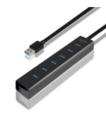 AXAGON HUE-SA7BP, 7x USB 3.0 ALU CHARGING hub, vč. AC adaptéru, kabel USB-A 40cm