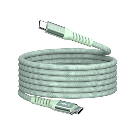VERBATIM Kabel USB-C Sync & Charge, 100W, Magnetický, 120cm, zelená