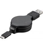 PremiumCord Kabel USB 3.1 C/M - USB 2.0 A/M, charging a sync navíjecí kabel 1m