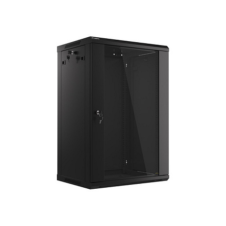 LANBERG 19" RACKOVÁ SKŘÍŇ PRO MONTÁŽ NA STĚNU 18U/600X450 (FLAT PACK) S PROSKLENÝMI DVEŘMI ČERNÁ V2