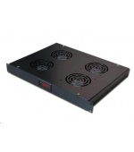 19" ventilační jednotka XtendLan, 4 ventilátory, LCD display, termostat, hloubka 350mm, černá